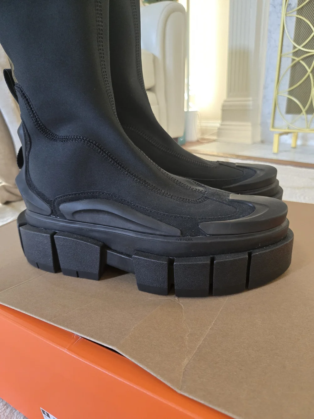Ivy Park x Adidas Women's Super Sleek Long Boots Over-The-Knee Noir Size 8